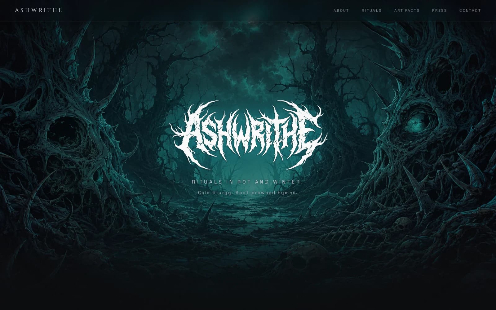 Ashwrithe dark extreme metal visual identity and digital experience