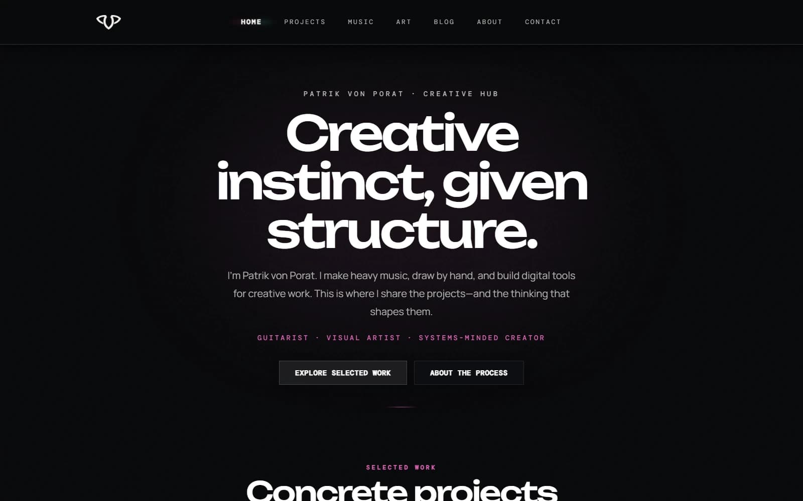 vonporat.com personal creative hub platform interface preview